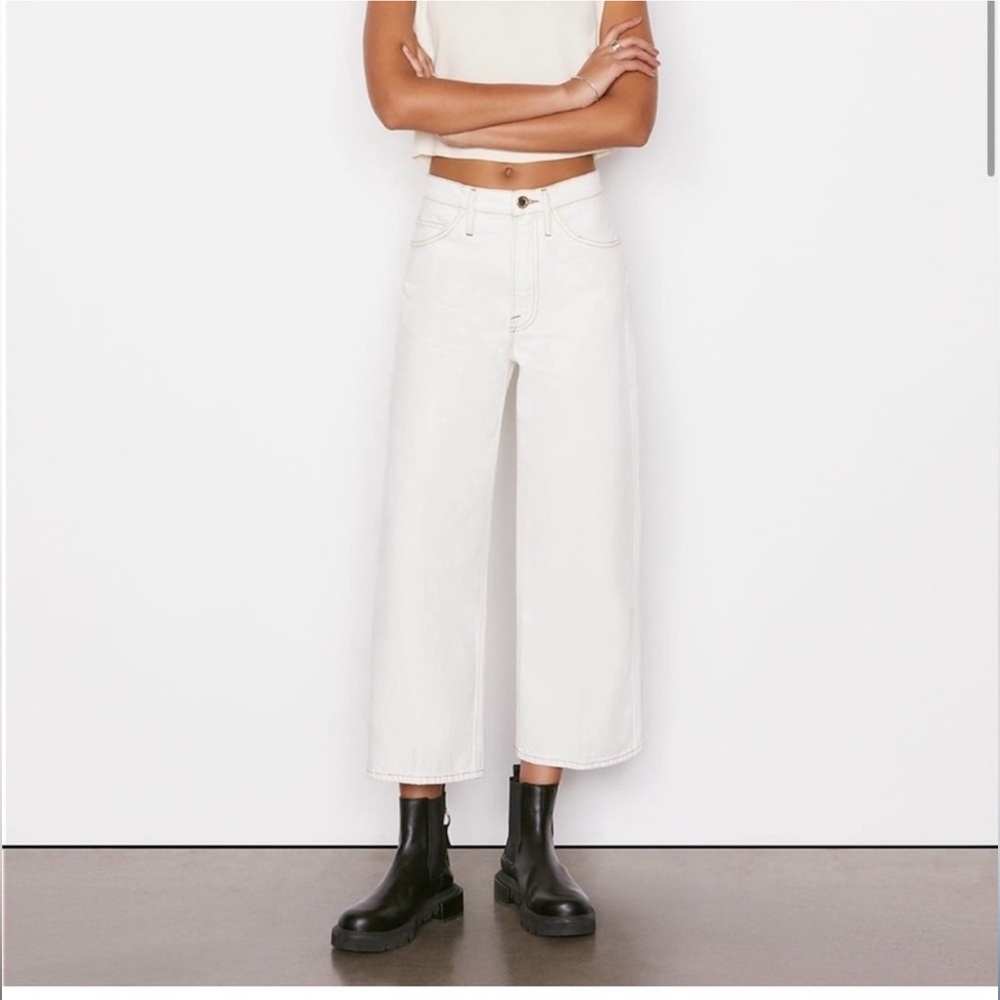 Frame Denim -Le Italien  Wide Leg Crop Ivory Size 26 Retail $236